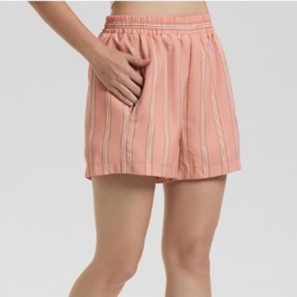 Plaid Pajama Lounge Sleep Striped Bottom Short Coral
